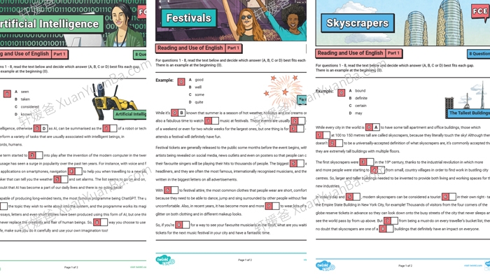 《剑桥英语Twinkl FCE练习题》英文综合阅读理解资源PDF 百度云网盘下载