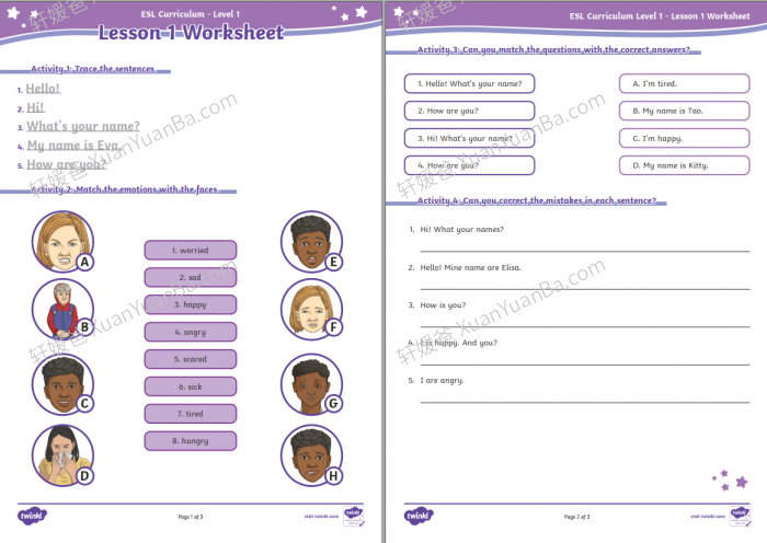《Twinkl ESL课程L1-L8 96课》A1-B1英语课程互动游戏音频工作表教师资源包PDF 百度云网盘下载