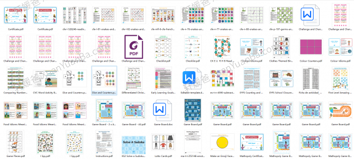 《Twinkl主题桌游》英语数学主题互动桌游英文教具PDF 百度云网盘下载