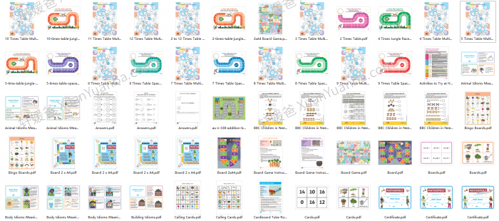 《Twinkl主题桌游》英语数学主题互动桌游英文教具PDF 百度云网盘下载