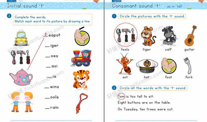 《国外机构自然拼读练习册 Lesson 1-3 Phonics Workbook》三个级别英文启蒙拼读练习册PDF 百度云网盘下载