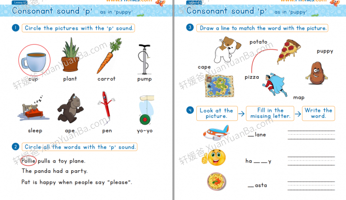 《国外机构自然拼读练习册 Lesson 1-3 Phonics Workbook》三个级别英文启蒙拼读练习册PDF 百度云网盘下载