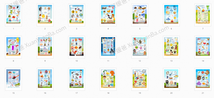 《168张自然拼读精美海报 Phonics Posters》小学英语自然拼读海报素材PDF 百度云网盘下载