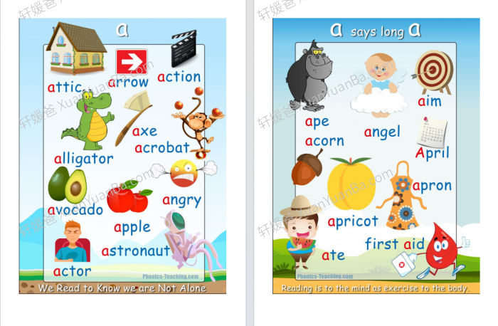 《168张自然拼读精美海报 Phonics Posters》小学英语自然拼读海报素材PDF 百度云网盘下载