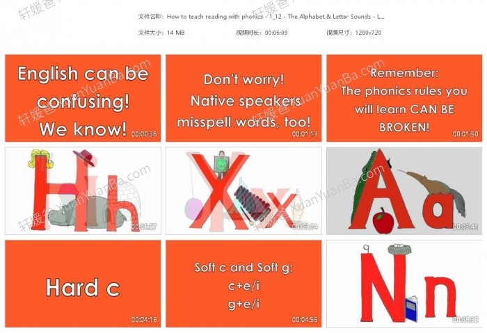 《自然拼读发音课程 How to teach reading with phonics》12集英语启蒙发音教学MP4视频 百度云网盘下载