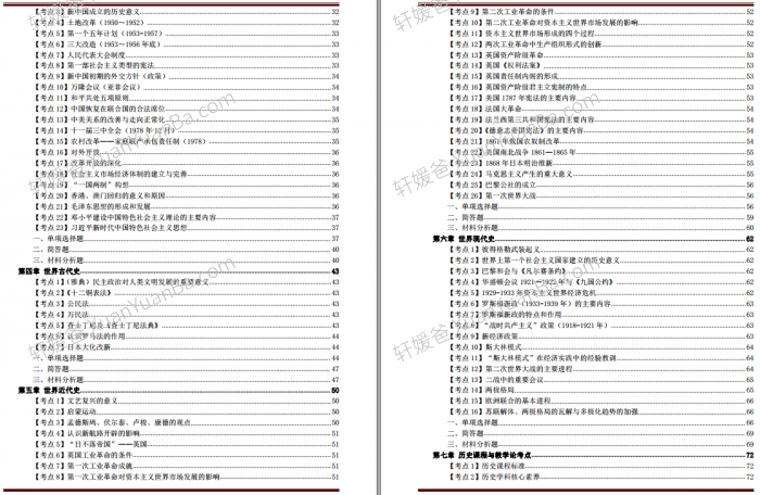 《中学历史高频考点》85页初中历史知识点和重点PDF 百度云网盘下载