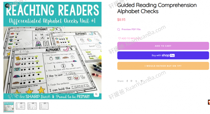 《Guided Reading Comprehension Alphabet Checks》77页英语字母理解检查练习纸PDF 百度云网盘下载