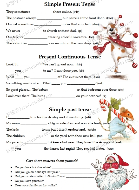 《4份有趣圣诞的英语语法练习纸》趣味语法练习PDF 百度云网盘下载