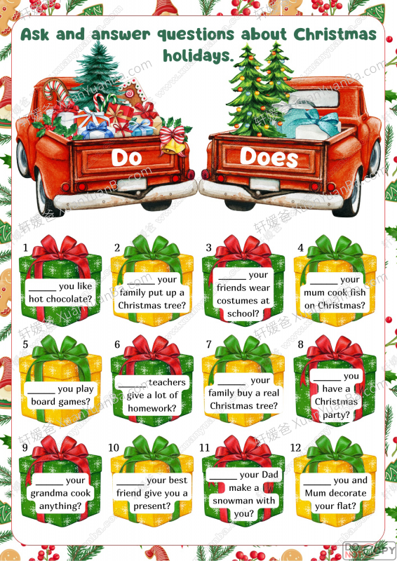 《4份有趣圣诞的英语语法练习纸》趣味语法练习PDF 百度云网盘下载