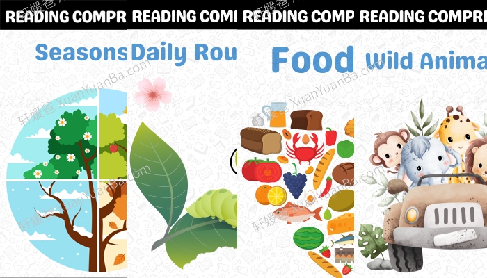 《四个趣味主题阅读理解练习 Reading Comprehension》季节日常生活食物野生动物主题PDF 百度云网盘下载