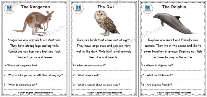 《四个趣味主题阅读理解练习 Reading Comprehension》季节日常生活食物野生动物主题PDF 百度云网盘下载