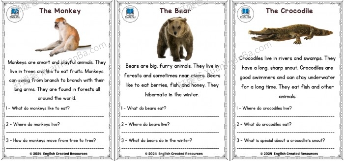 《四个趣味主题阅读理解练习 Reading Comprehension》季节日常生活食物野生动物主题PDF 百度云网盘下载