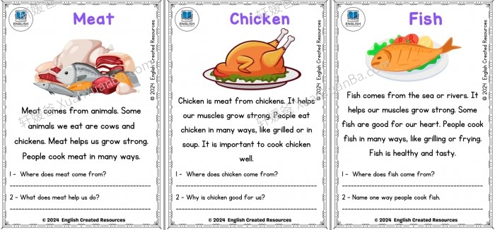 《四个趣味主题阅读理解练习 Reading Comprehension》季节日常生活食物野生动物主题PDF 百度云网盘下载