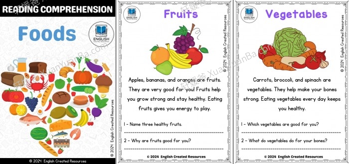 《四个趣味主题阅读理解练习 Reading Comprehension》季节日常生活食物野生动物主题PDF 百度云网盘下载