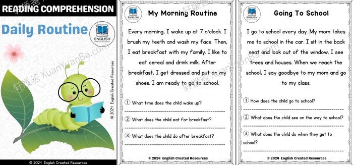 《四个趣味主题阅读理解练习 Reading Comprehension》季节日常生活食物野生动物主题PDF 百度云网盘下载