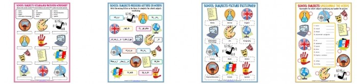 《SCHOOL SUBJECTS WORKSHEETS》学校主题英语练习纸PDF 百度云网盘下载