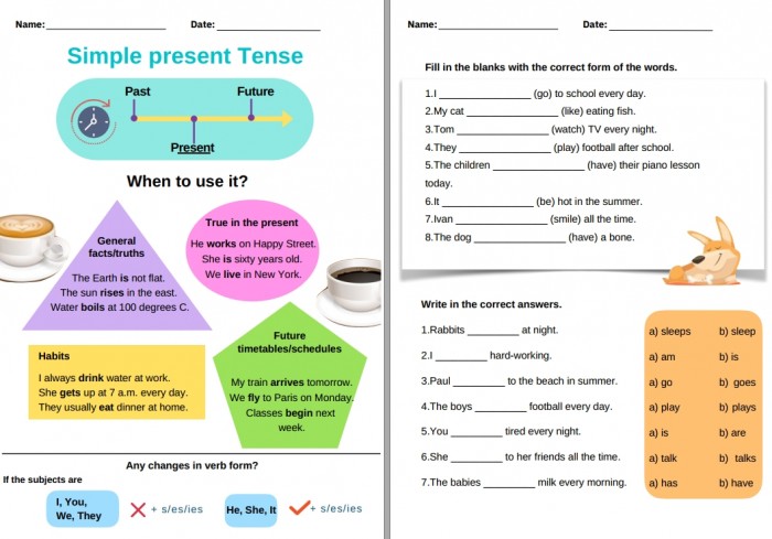 《一般现在时语法练习 Simple Present Tense》5页小学英语语法练习册PDF 百度云网盘下载