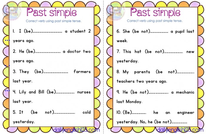 《简单过去时 Past simple worksheets》小学英语练习26页PDF 百度云网盘下载