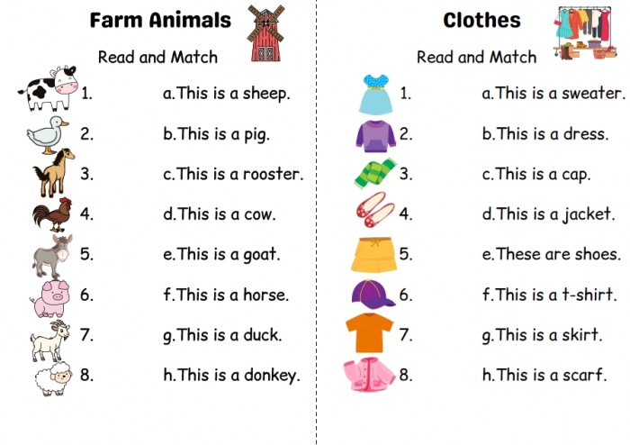 《Read and Match》多主题一年级英语阅读和匹配练习题PDF 百度云网盘下载