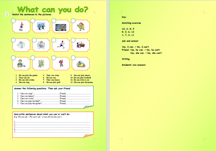 《Can worksheets》9份语法练习纸Word格式 百度云网盘下载