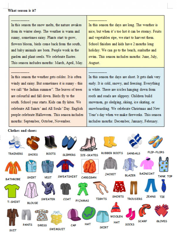 《Seasons 一年四季月份》小学英语四份Worksheet Word格式可编辑 百度云网盘下载