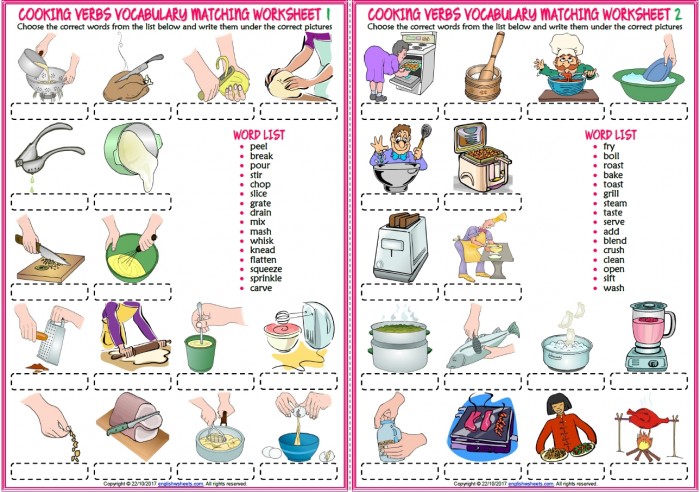 《Worksheets & Flashcards: Cooking Verbs》9份烹饪动词练习册与闪卡PDF 百度云网盘下载