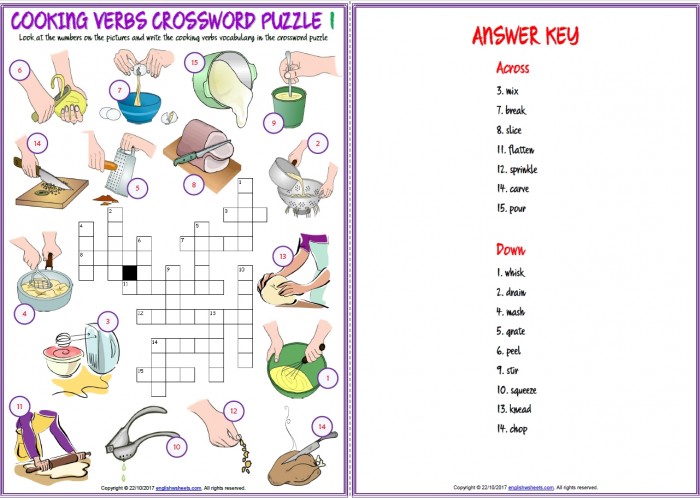 《Worksheets & Flashcards: Cooking Verbs》9份烹饪动词练习册与闪卡PDF 百度云网盘下载