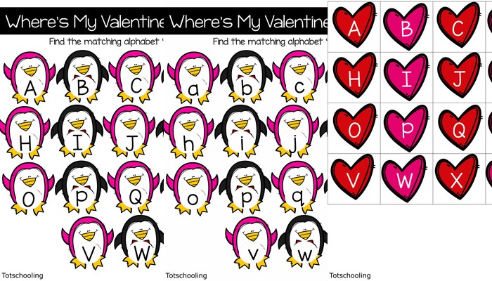 《Alphabet Matching Mat Valentine Penguins》情人节企鹅字母配对垫 百度云网盘下载