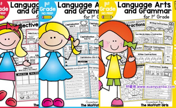 《1st Grade Language Arts and Grammar MEGA Bundle》1年级英语语言艺术和语法练习册22本 PDF百度云网盘下载