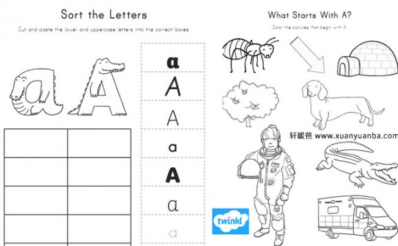 《Twinkl 字母练习系列》A-Z每个字母多套练习纸 PDF百度云网盘下载