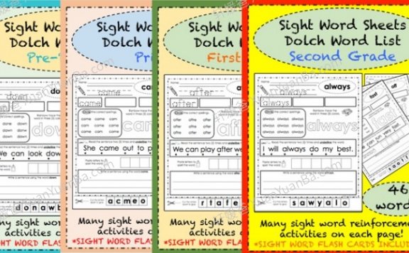 《Sight Word Worksheets Bundle》全四册高频词英文练习册4册PDF 百度云网盘下载