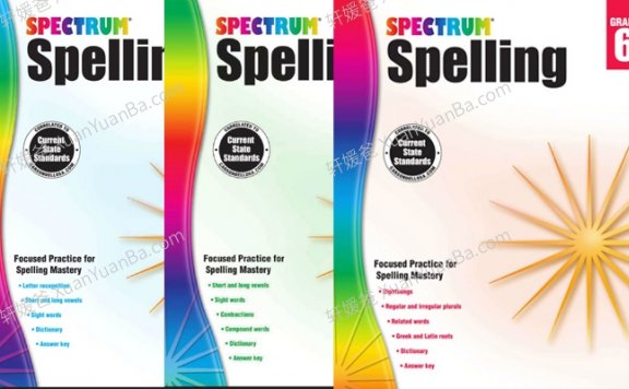 《Spectrum Spelling GK-G6》幼儿园到六年级光谱拼写练习册7套PDF 百度云网盘下载