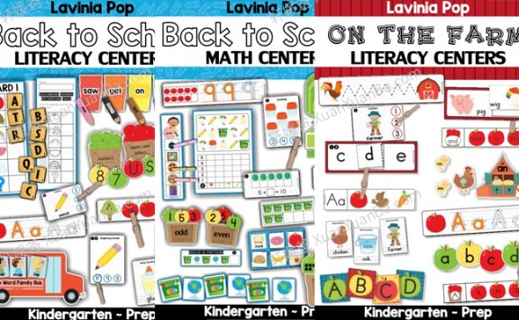 《Back to School Kindergarten Centers》多主题幼儿园数学英语启蒙手工练习PDF 百度云网盘下载