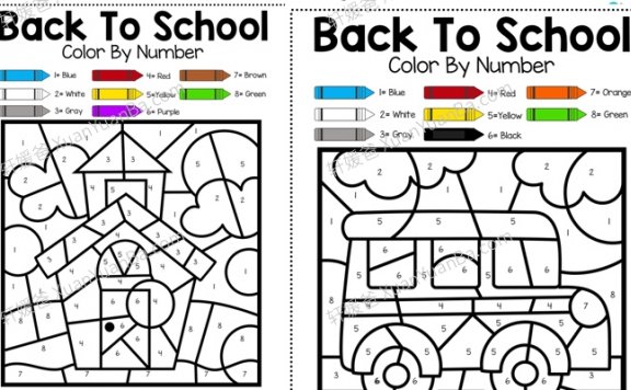 《Color By Number》幼小衔接数字块涂色启蒙练习作业纸PDF 百度云网盘下载