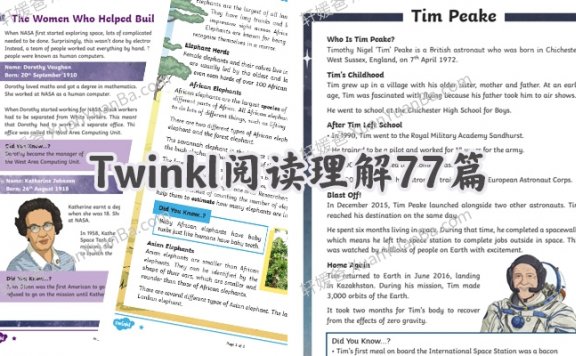 《Twinkl阅读理解77篇》13个主题PDF 百度云网盘下载