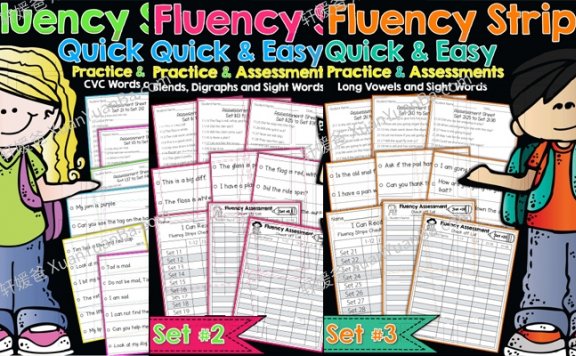 《Fluency Strips Set 3》三册英文流利度练习评估词条教具 百度云网盘下载