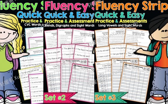 《Fluency Strips Set 3》三册英文流利度练习评估词条教具 百度云网盘下载