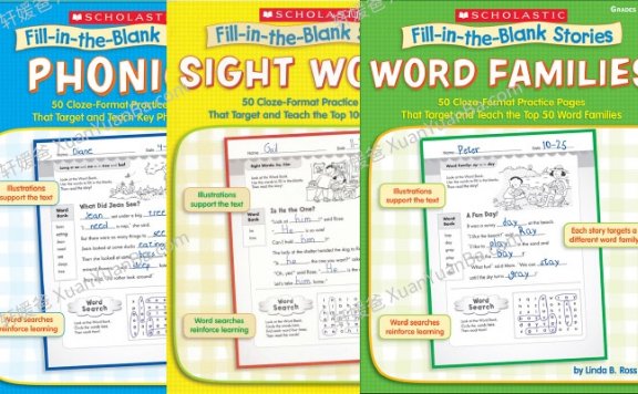 《Fill in the Blank Stories》学乐3册自然拼读练习册PDF 百度云网盘下载