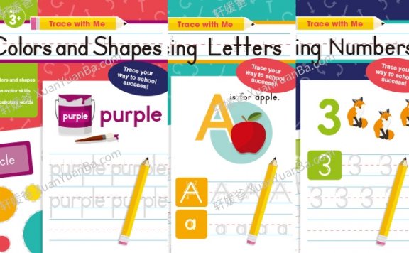 《Trace With Me 儿童英文控笔练习纸》字母数字练习3册PDF 百度云网盘下载