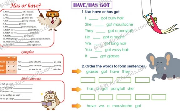 《HAVE GOT/HAS GOT WORKSHEETS》7份语法练习作业纸PDF 百度网盘下载