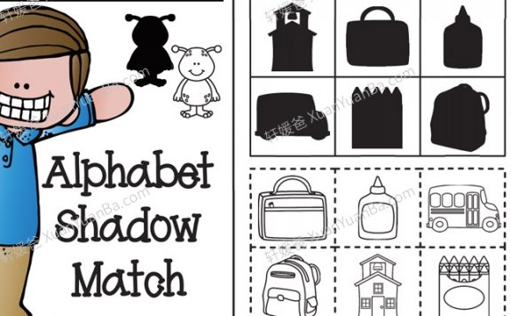 《Shadow Matching Cut & Paste》8个主题阴影配对视觉英文练习册PDF  百度云网盘下载