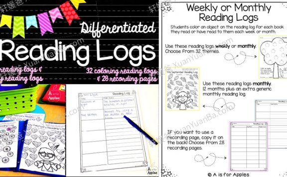 《Differentiated reading logs for whole year 阅读日志》82页阅读打卡记录表PDF  百度云网盘下载