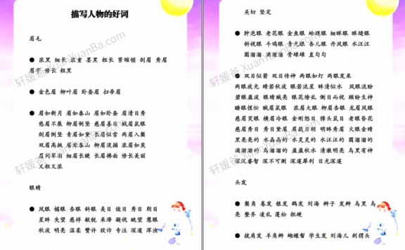 《小学作文素材描写人物》11页描写人物的好词好句PDF 百度云网盘下载