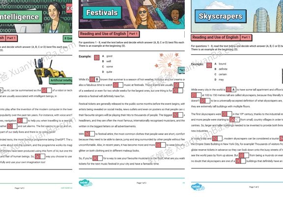《剑桥英语Twinkl FCE练习题》英文综合阅读理解资源PDF 百度云网盘下载