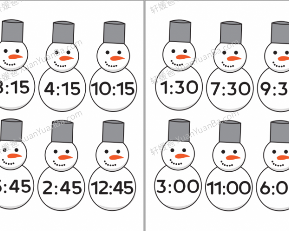 《雪人时间 Time Snowmen》2页英语教具手工英文启蒙素材PDF 百度云网盘下载