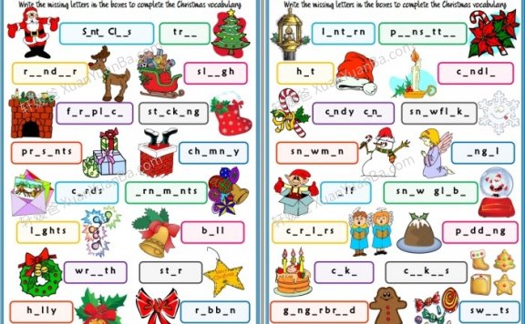 《Christmas vocabulary 圣诞词汇练习纸7份》英文练习册PDF 百度云网盘下载