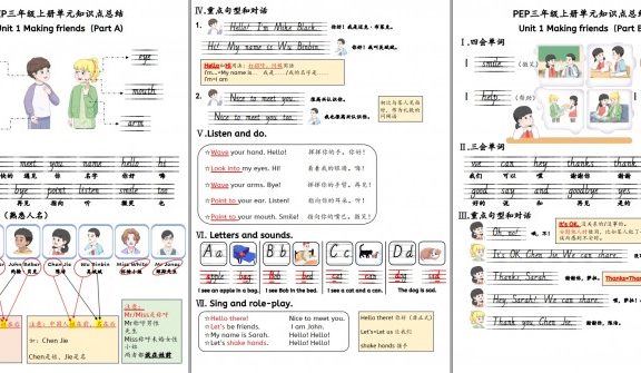 《三年级上新版人教版PEP知识点总结》30页新三上英语人教pep知识点总结特色练习册PDF 百度云网盘下载