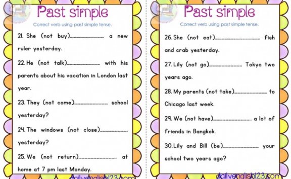 《简单过去时 Past simple worksheets》小学英语练习26页PDF 百度云网盘下载