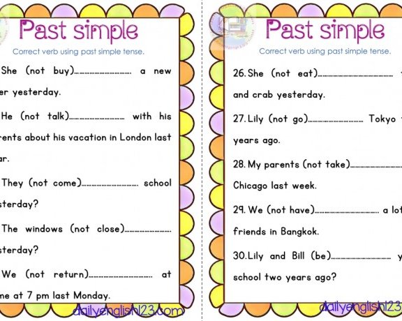 《简单过去时 Past simple worksheets》小学英语练习26页PDF 百度云网盘下载