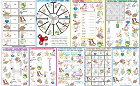 《Worksheets & Flashcards: Cooking Verbs》9份烹饪动词练习册与闪卡PDF 百度云网盘下载